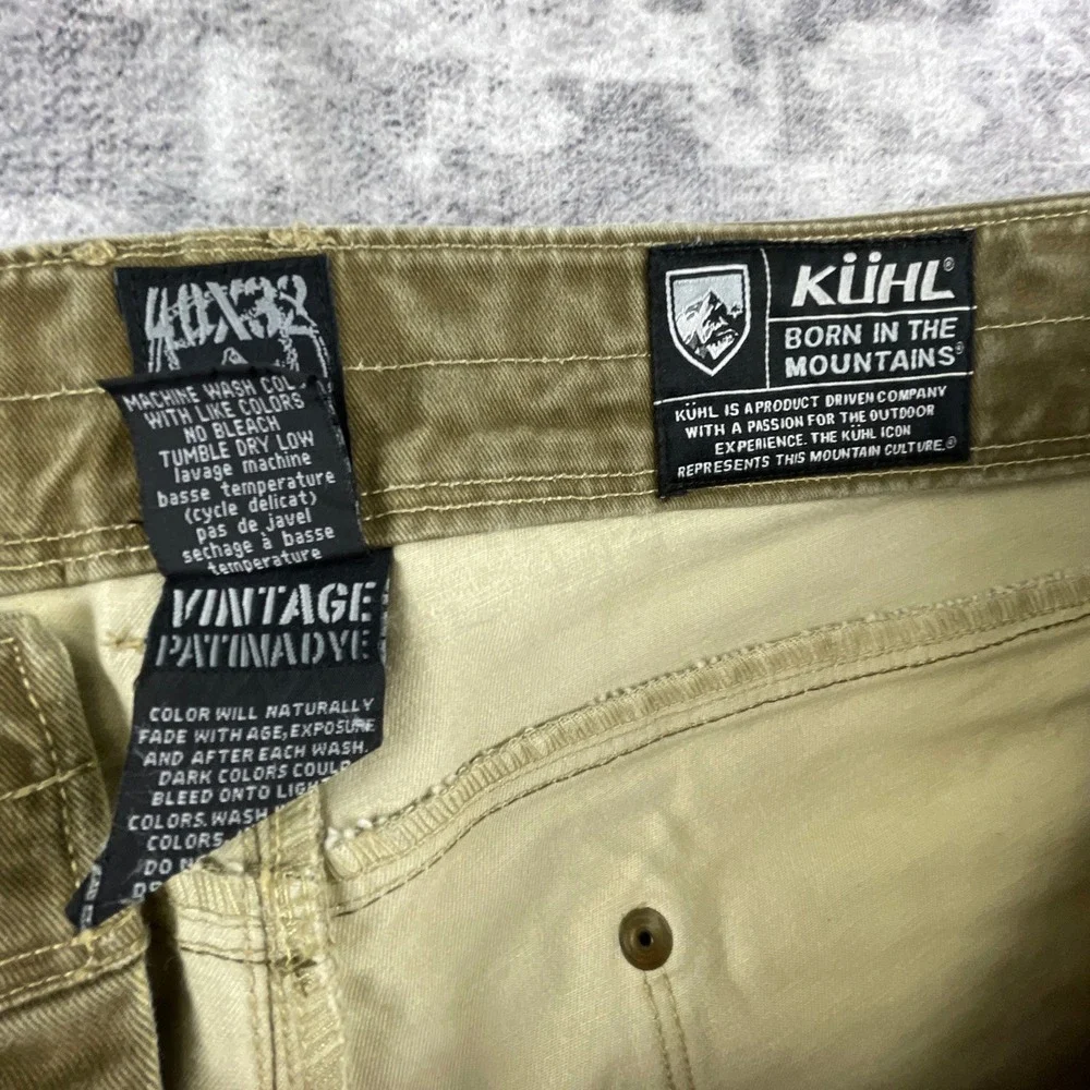 Kuhl Mens 40x32 Ryder Pants Khaki Patina Dye Distressed Outdoor Hiking Workwear - Picture 12 of 16